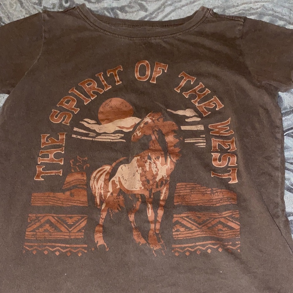 Shyanne Brown Kids Tee with Western Horse Print